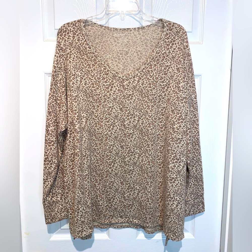 American Eagle Soft Cheetah Print Shirt.  Size L